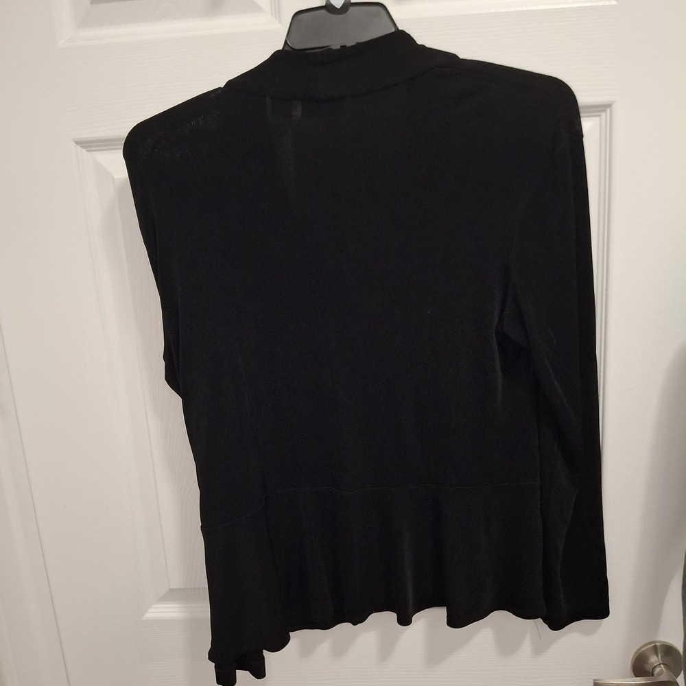 CHICO'S Travelers Sz 2 Large Black Slinky Knit Wrinkle-Resistant Cardigan Jacket - Picture 6 of 9